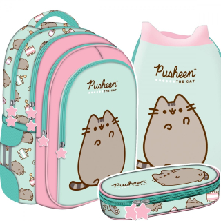 PUSHEEN ST.Right MINT Batoh Cat Kitten PRE DIEVČATÁ STUPEŇ 1-3 + 2 ďalšie produkty